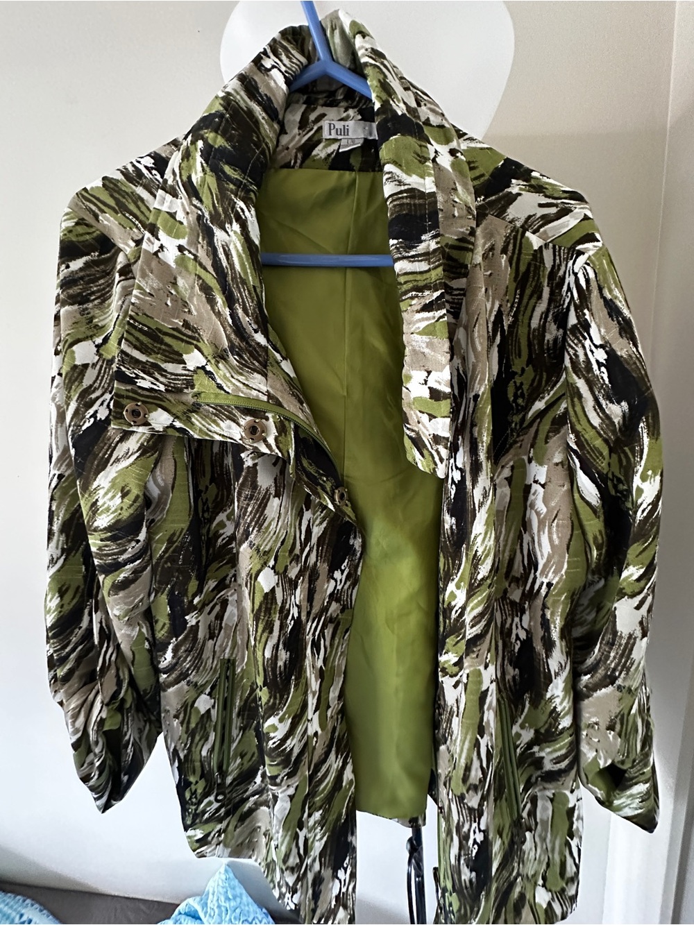 Puli Green Abstract Print Jacket L